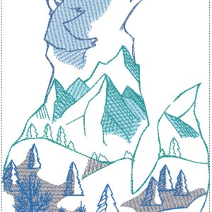 Serviettes de bain avec broderie - Renard avec paysage 1