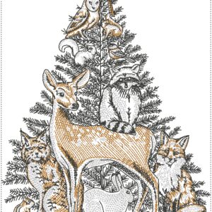 Serviettes de bain avec broderie - Groupes d'animaux / Sapin de noël