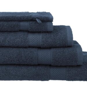 Serviettes de bain avec broderie - Chouette avec écharpe vert / gris