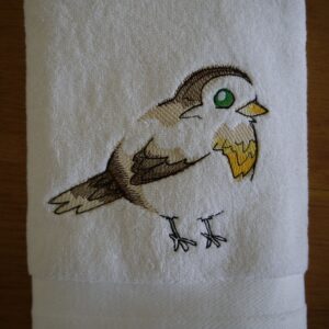 Serviettes de bain avec broderie - Oiseau Mignon 1