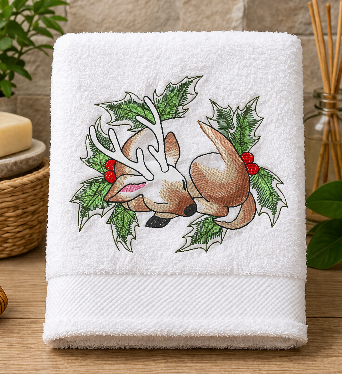 Serviettes de bain avec broderie - Cerf